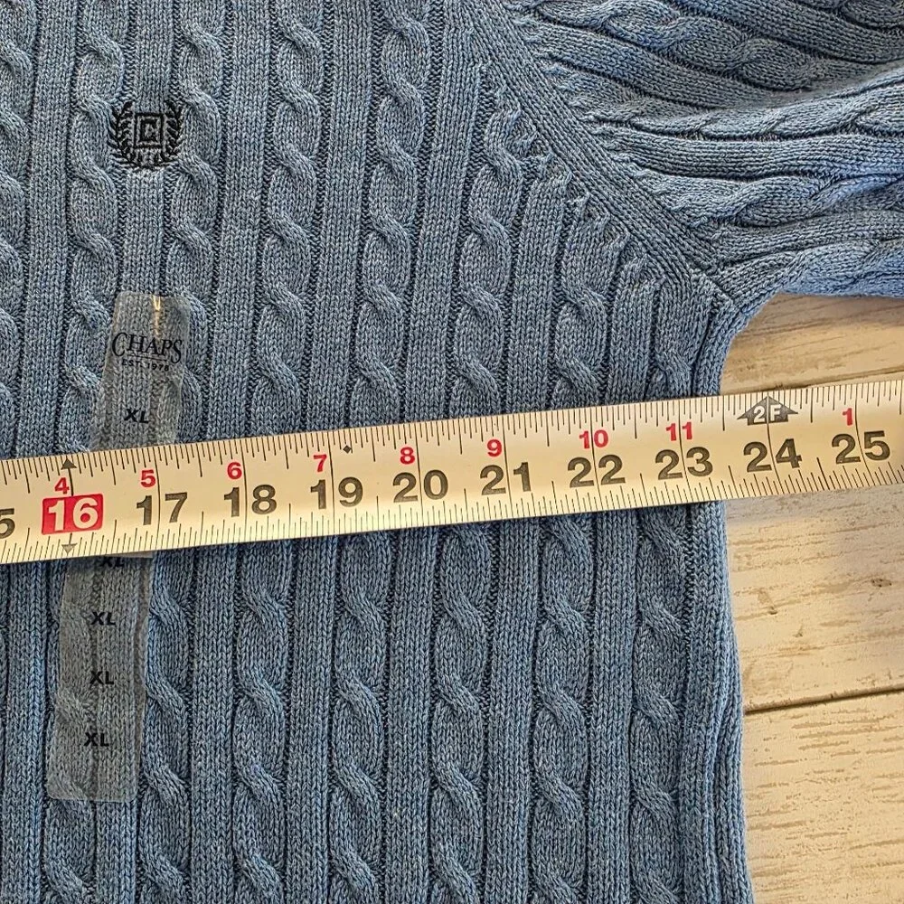 Chaps Light Blue Cable Knit Sweater NEW XL Men Fisherman Preppy Pullover Crew